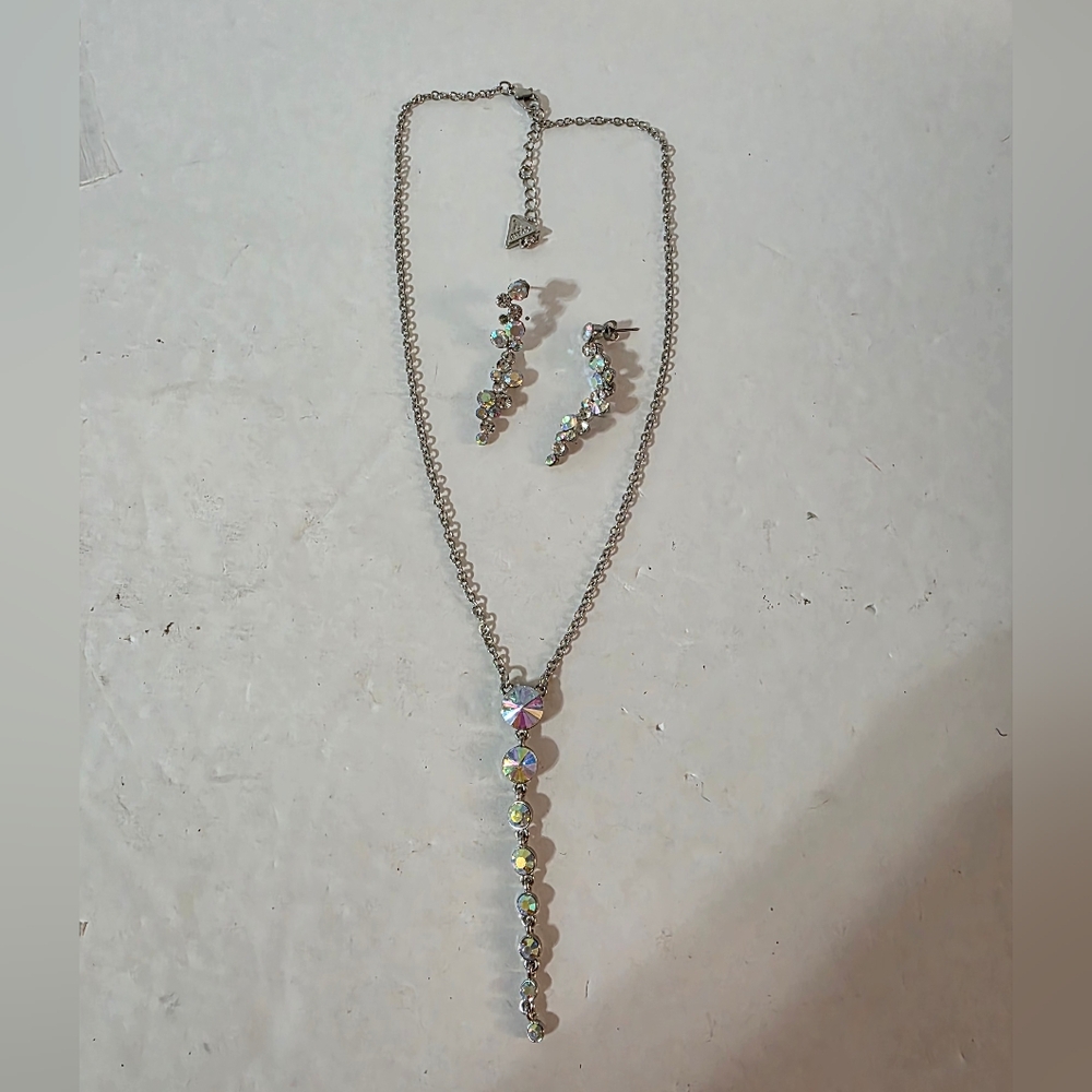 Guess Necklace And Earring Set Formal AB Crystals